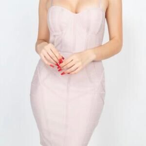 Haute Monde Blush Pink Midi Bodycon Dress